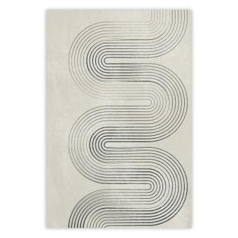 Cartel Onda geométrica: ondas abstractas en forma de líneas sobre fondo gris