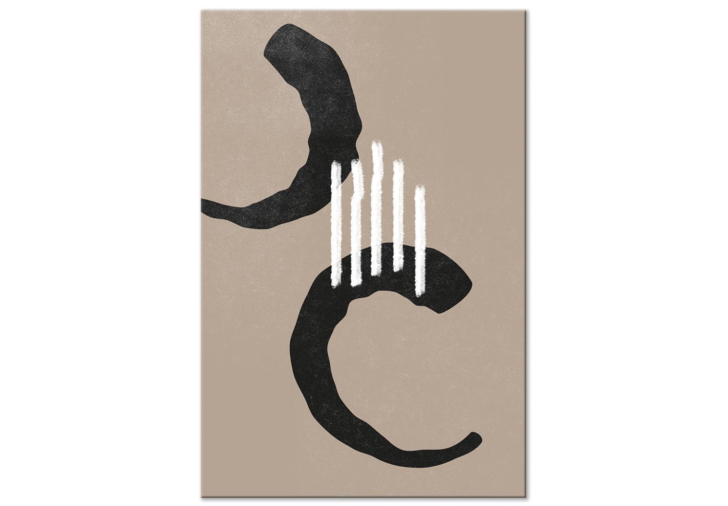 Cuadro moderno Semicírculos negros - abstracto estilo scandi boho sobre fondo beige