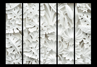 Biombo decorativo Arte de la naturaleza II (5 partes) - composición floral blanca