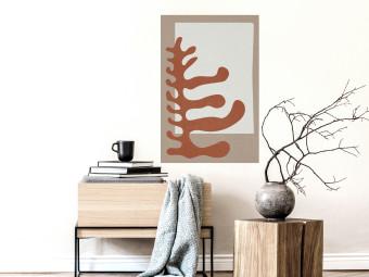 Poster Flor de Matisse - hojas marrones abstractas sobre fondo beige y gris