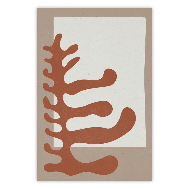 Flor de Matisse - hojas marrones abstractas sobre fondo beige y gris