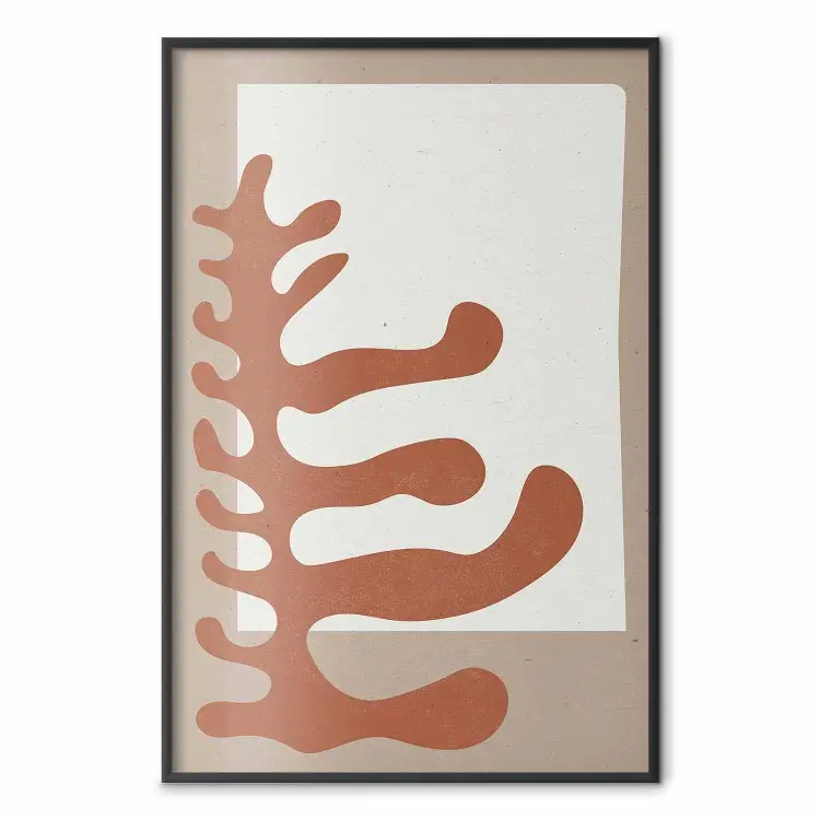 Flor de Matisse - hojas marrones abstractas sobre fondo beige y gris