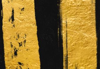 Cuadro Líneas de pincel doradas - abstracción moderna sobre fondo negro