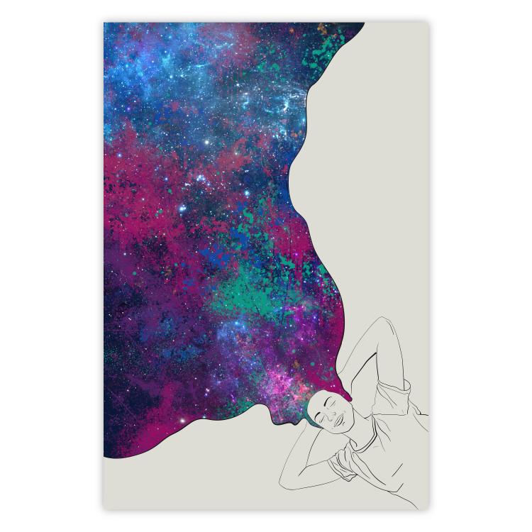 Sueños cósmicos - mujer abstracta con cabello en forma de universo