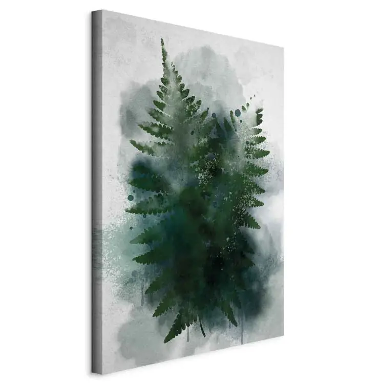 Helecho en la niebla - hojas una fría nube de niebla, verde y gris