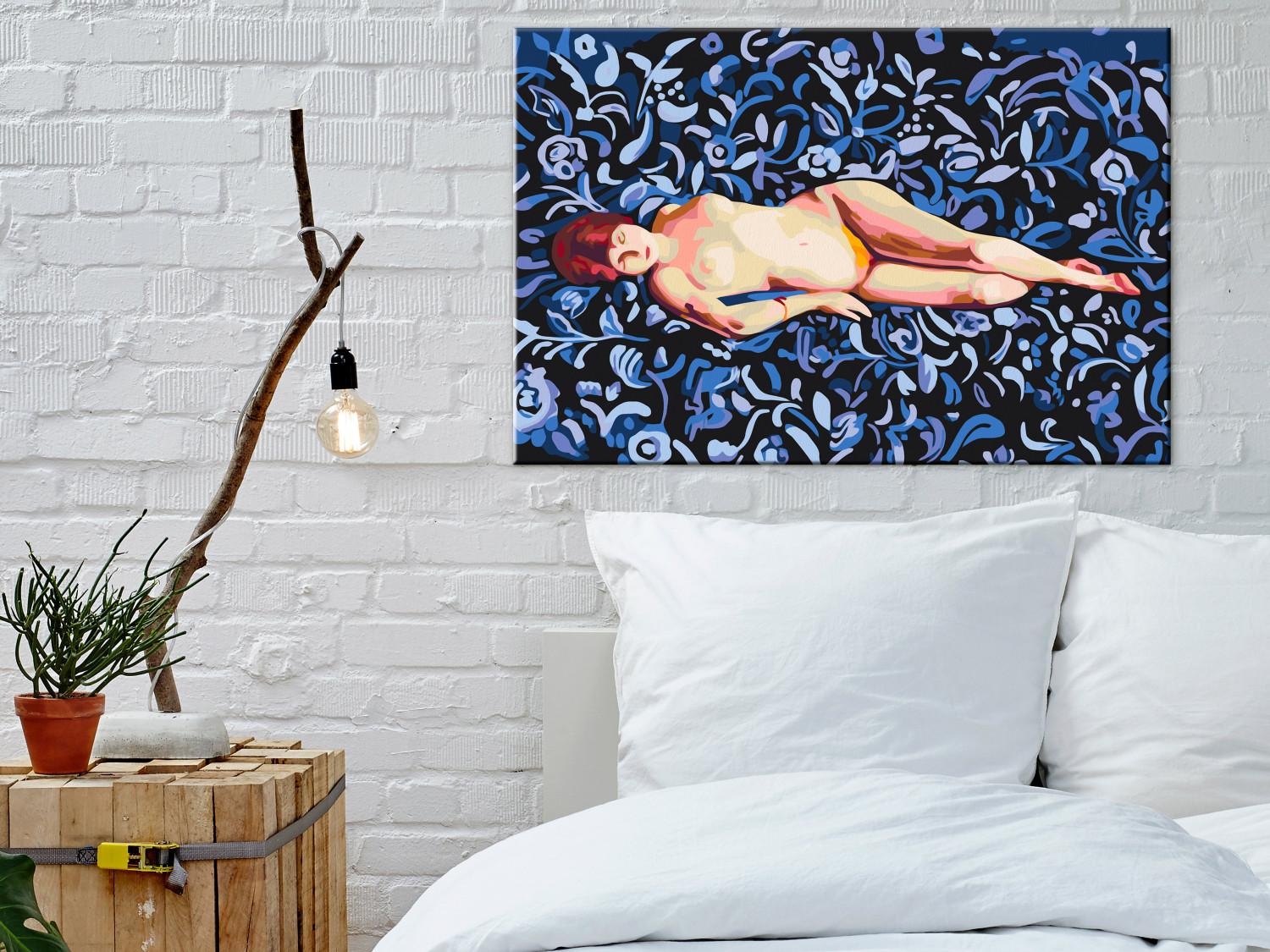 Cuadro para pintar con números Nude on a Blue Background