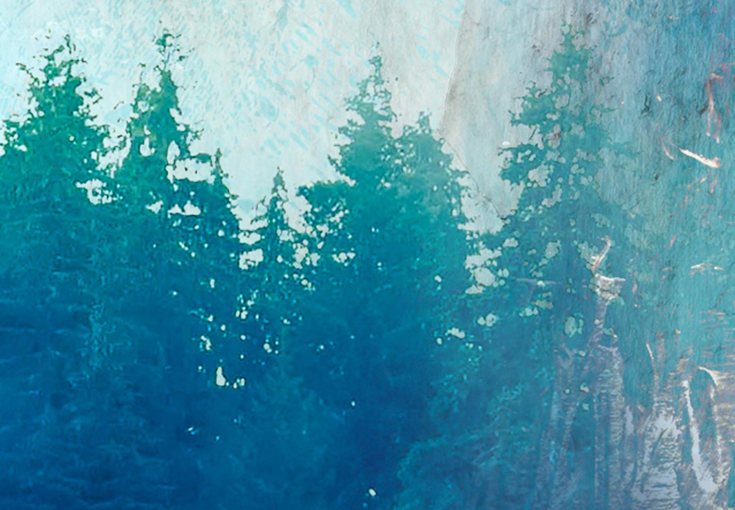 Poster Paraíso azul - composición abstracta de bosque en textura azul
