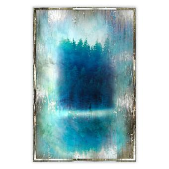 Poster Paraíso azul - composición abstracta de bosque en textura azul