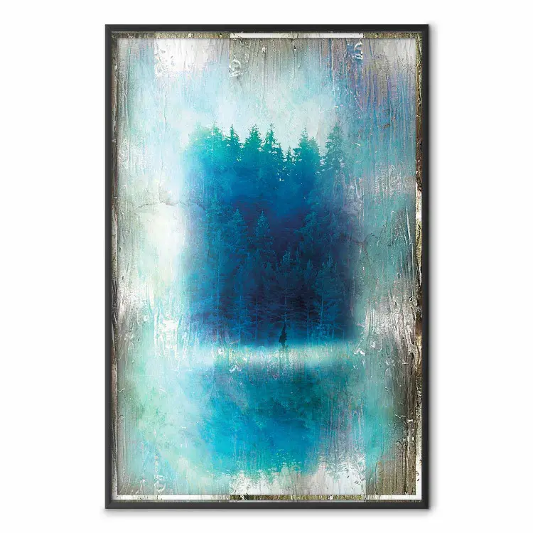 Paraíso azul - composición abstracta de bosque en textura azul
