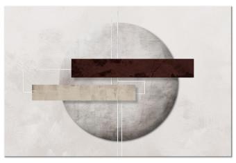 Cuadro Composición brutalista - rectángulos sobre un fondo de círculos grises