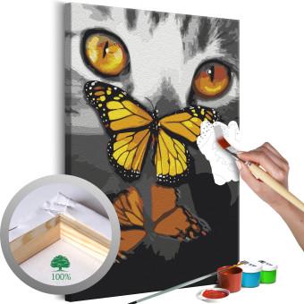  Dibujo para pintar con números Kitten and Butterfly