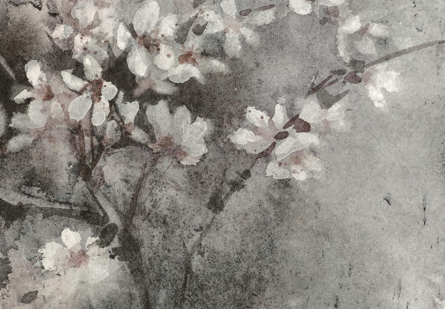 Fotomural a medida Abstracto minimalista - árbol en flor en acuarela gris