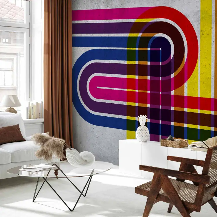 Caminos de colores - abstracción geométrica con rayas arremolinadas