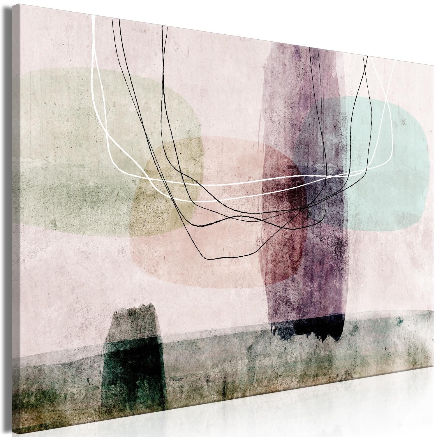 Cuadro decorativo Levitación - abstracción en colores suaves con líneas en el aire