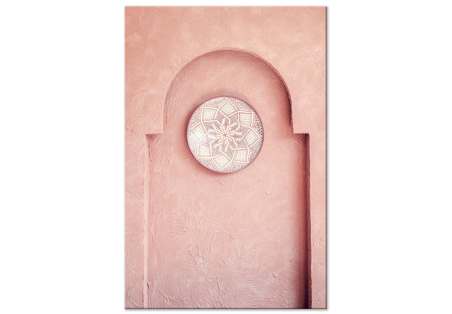 Cuadro moderno Nicho rosa (1 pieza) vertical - arquitectura árabe en Marruecos
