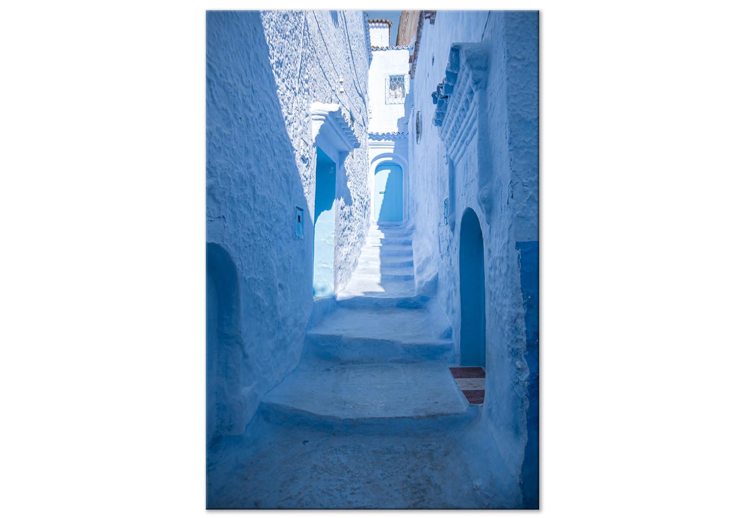 Cuadro Arquitectura azul (1 pieza) vertical - escalera árabe en Marruecos
