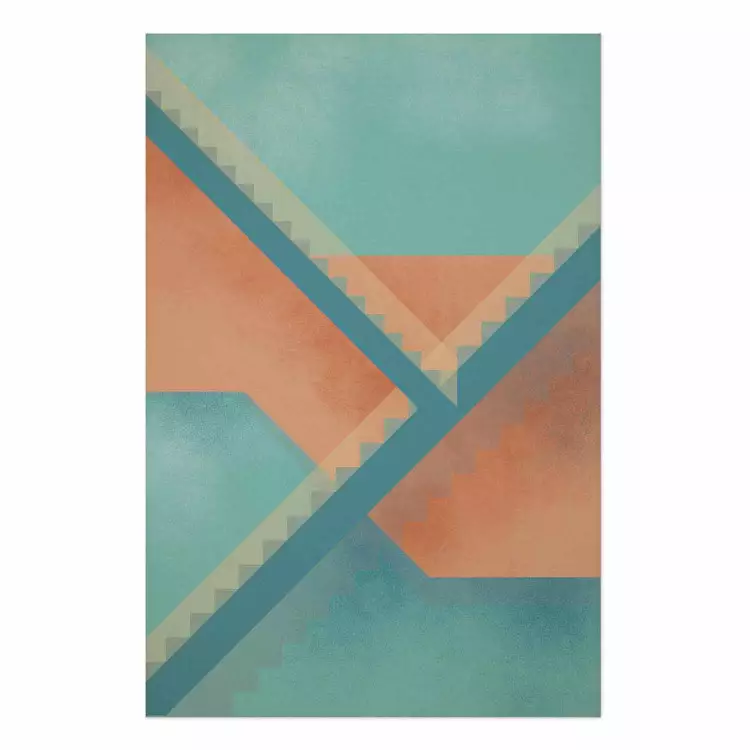 Póster Escalera abstracta - figuras geométricas naranja