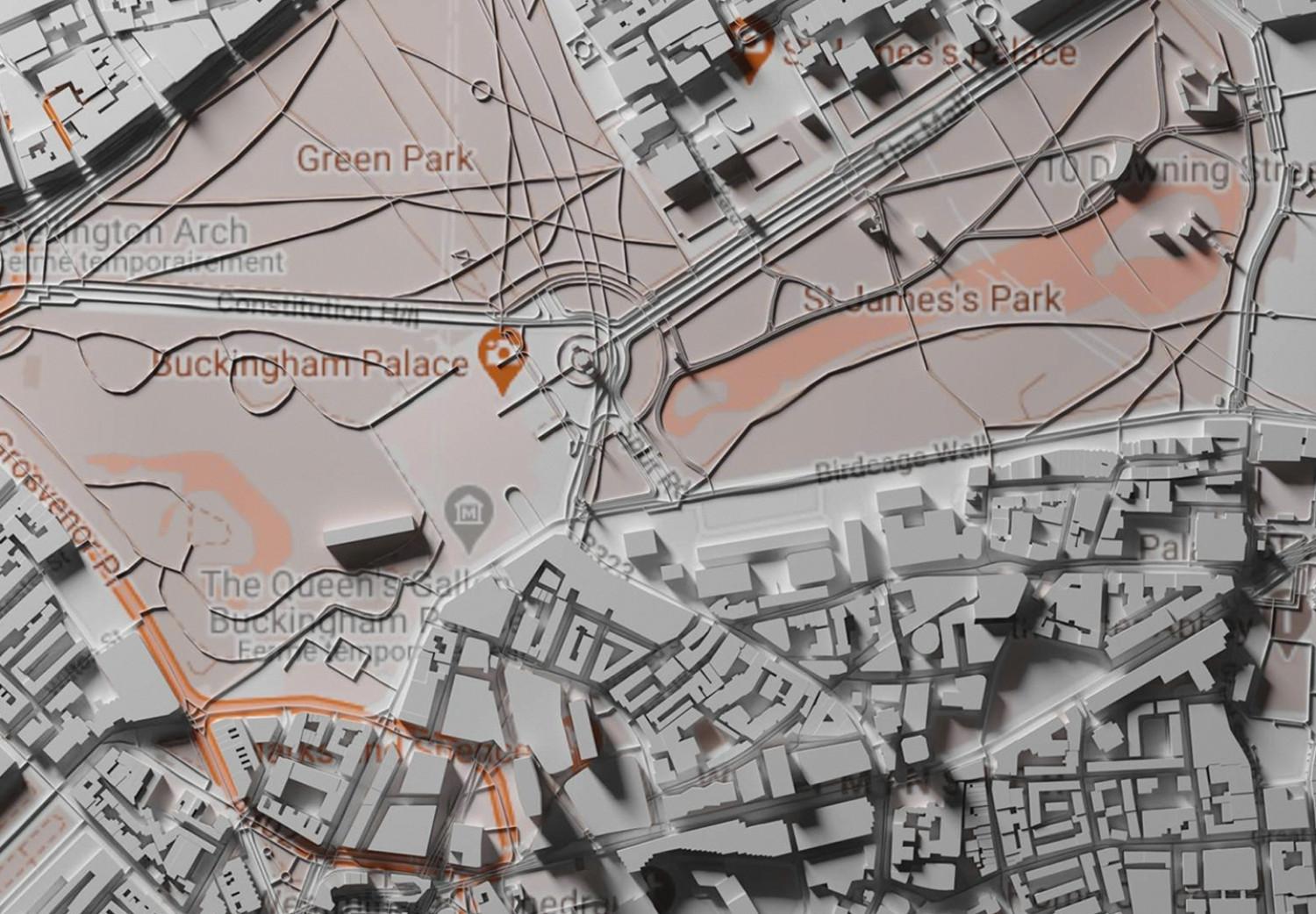 Cuadro Londres 3D - maqueta de la capital de Inglaterra con lugares marcados