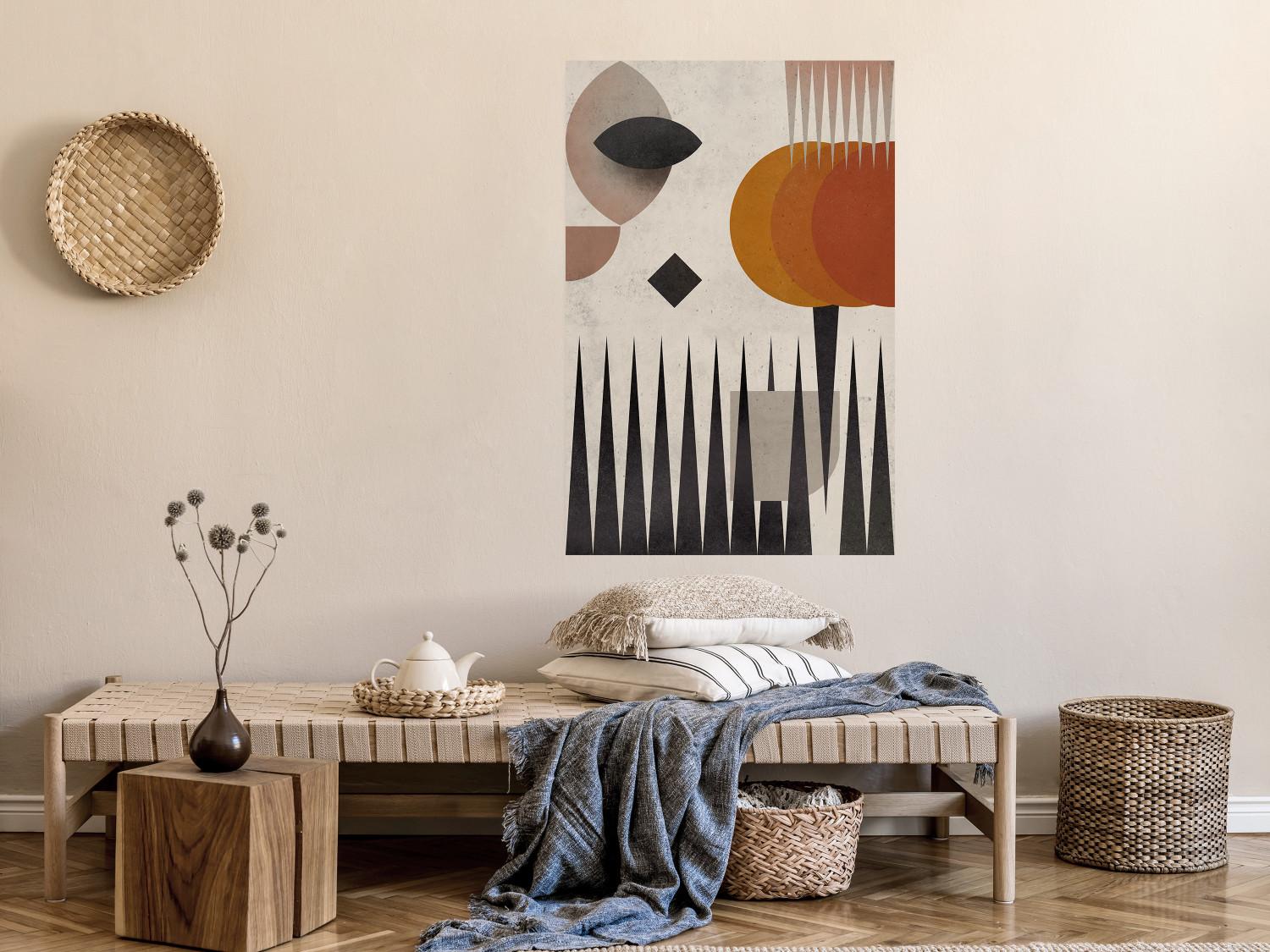 Poster Sol detrás de las montañas - figuras geométricas abstractas de colores