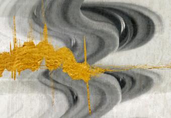 Cuadro Ritmo dorado - abstracción dorada en círculo de color gris y negro