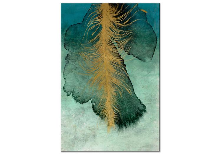 Composición celeste (1 pieza) vertical - hoja y pluma abstractas