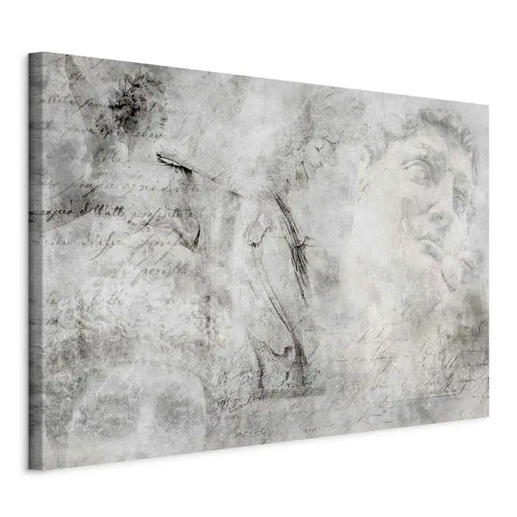Renacimiento - abstracción con imágenes de esculturas e inscripciones