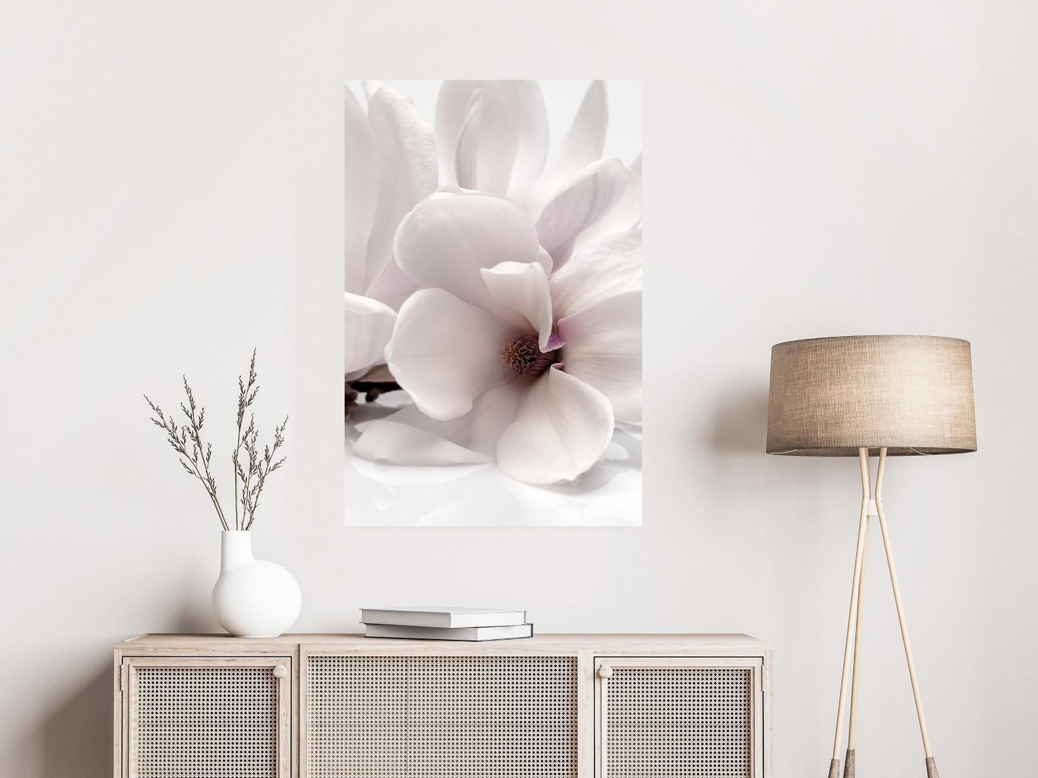 Poster Flor luminosa - composición de flor blanca sobre fondo claro