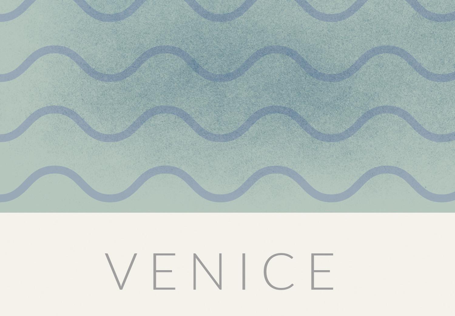 Cuadro Venecia sobre las olas - dibujo del centro de la ciudad, rosa y azul