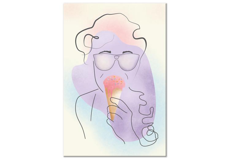 Helado con chispitas - abstracto con fondo azul y cono de helado