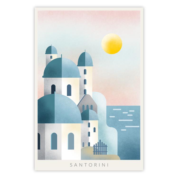 Isla azul - paisaje en colores pastel de la arquitectura de Santorini