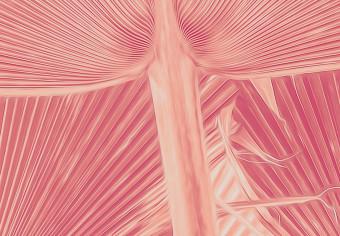 Póster Palmeras en colores pastel - composición de palmeras en contraste rojo