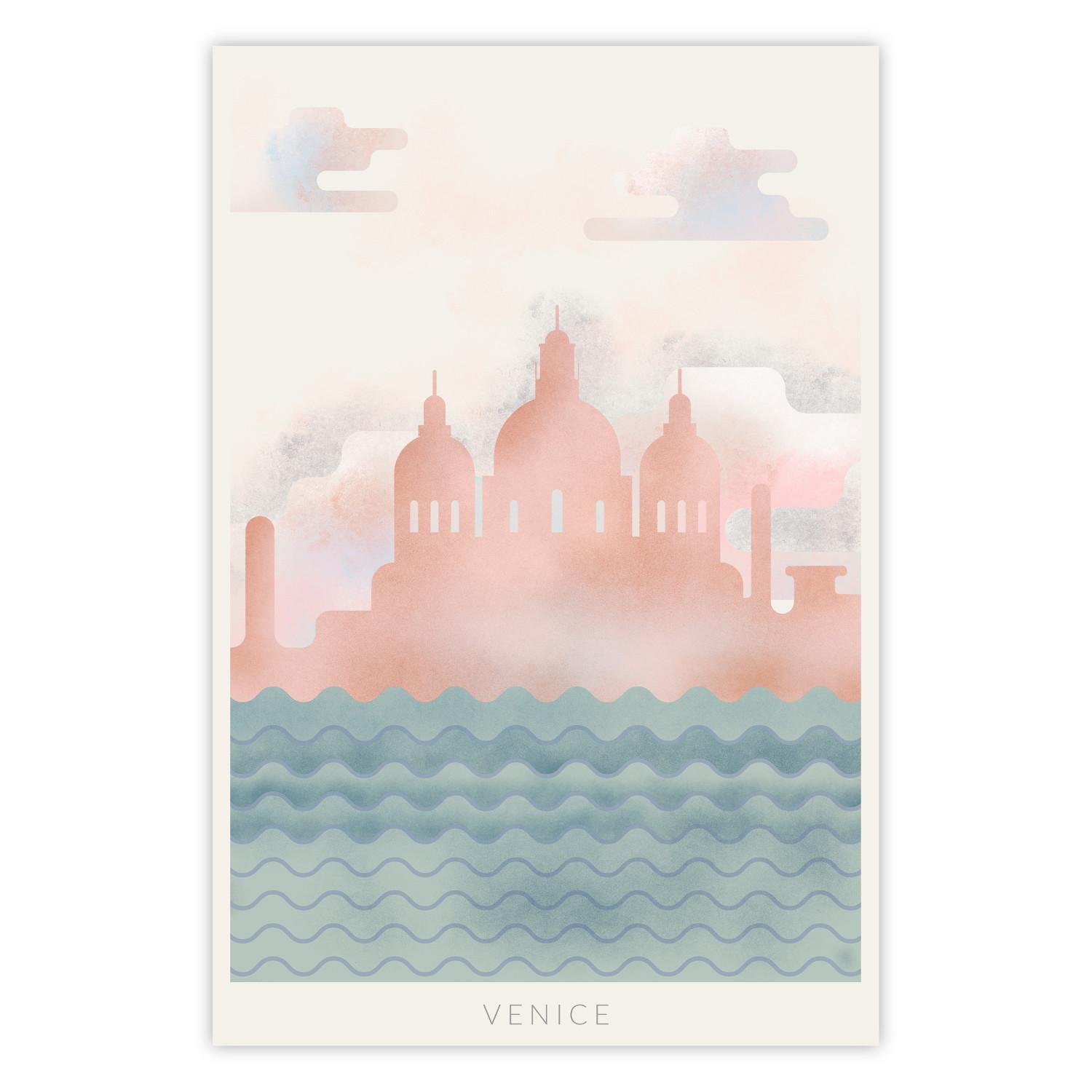 Poster Primavera en Venecia - composición pastel del mar y la arquitectura
