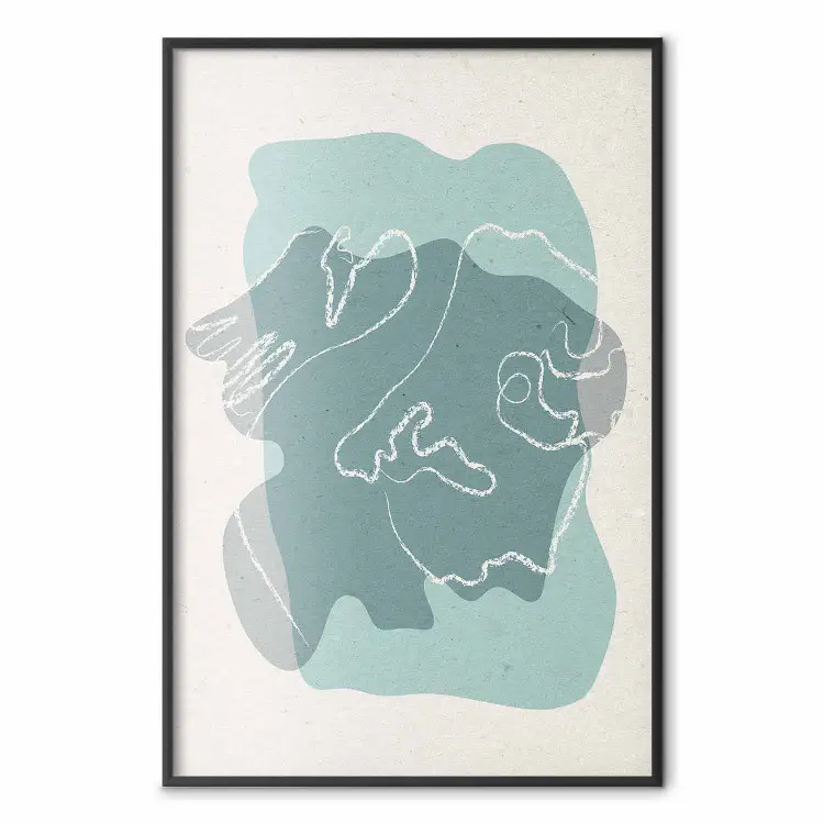 Invitado de primavera - line art sobre fondo azul en tema abstracto