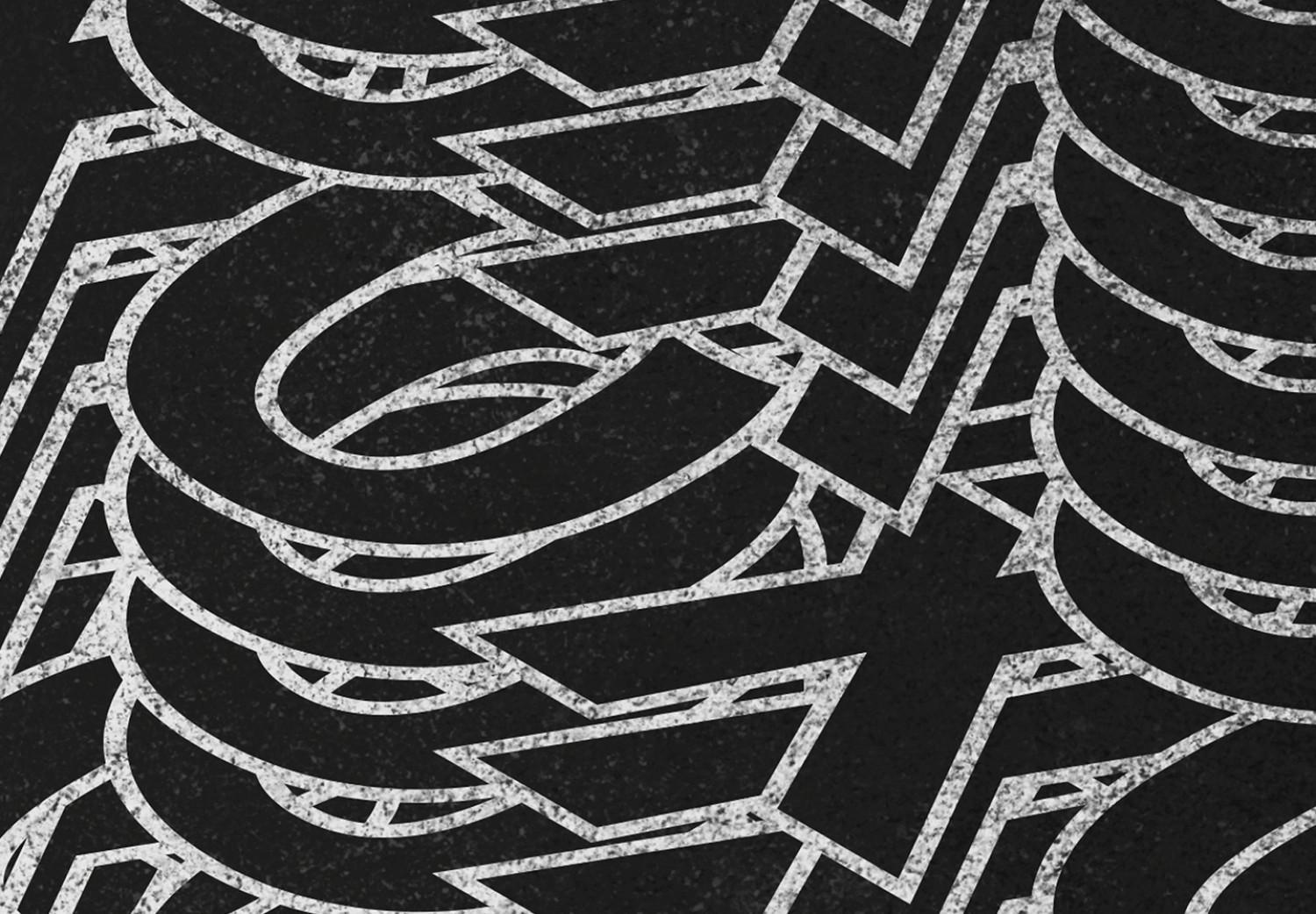 Cuadro moderno XO tridimensional - inscripción de dos letras, en blanco y negro