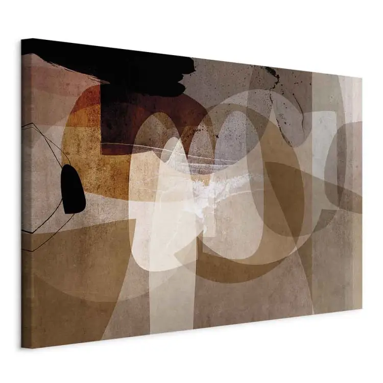 Ámbar y beige - abstracción de formas ovaladas en colores cálidos