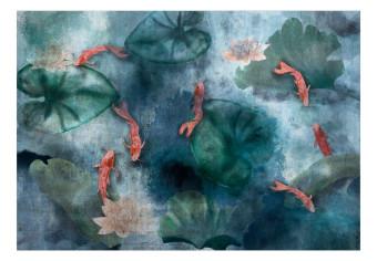Fotomural a medida Estanque - Composición japonesa con peces y plantas