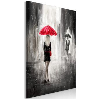 Cuadro Encuentro lluvia (1 pieza) vertical - pareja con paraguas