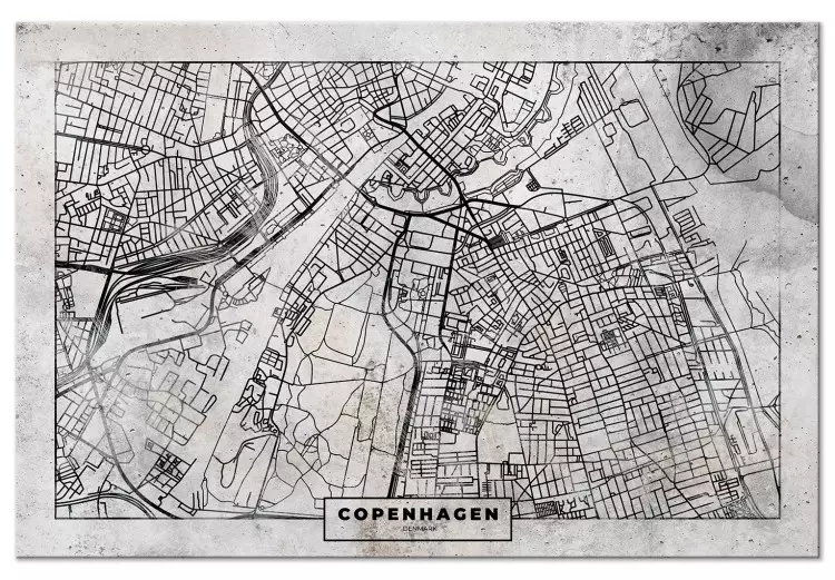 Mapa de Copenhague - plano del centro de Copenhague en blanco y negro