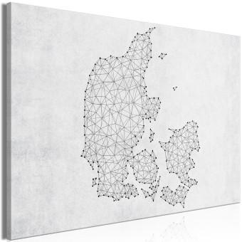 Cuadro Dinamarca en la web - mapa centrado en la red sobre fondo gris claro