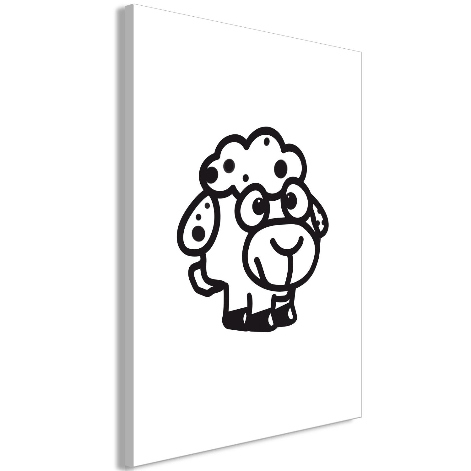 Cuadro decorativo Oveja - dibujos animados de animal sonriente sobre fondo blanco