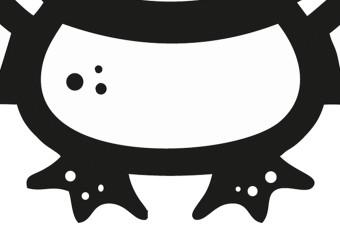 Poster Rana feliz - pequeño y dulce animal negro sobre fondo blanco uniforme