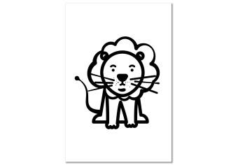 Cuadro Rey León - dibujo animado de un animal pequeño, en blanco y negro