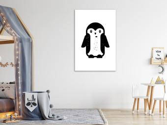 Cuadro moderno Pequeño pingüino - dibujo animado de pequeño animal, en blanco y negro