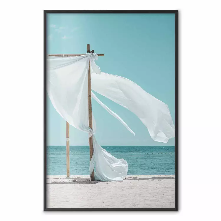 Cálido viento - paisaje marino de playa con pantalla blanca