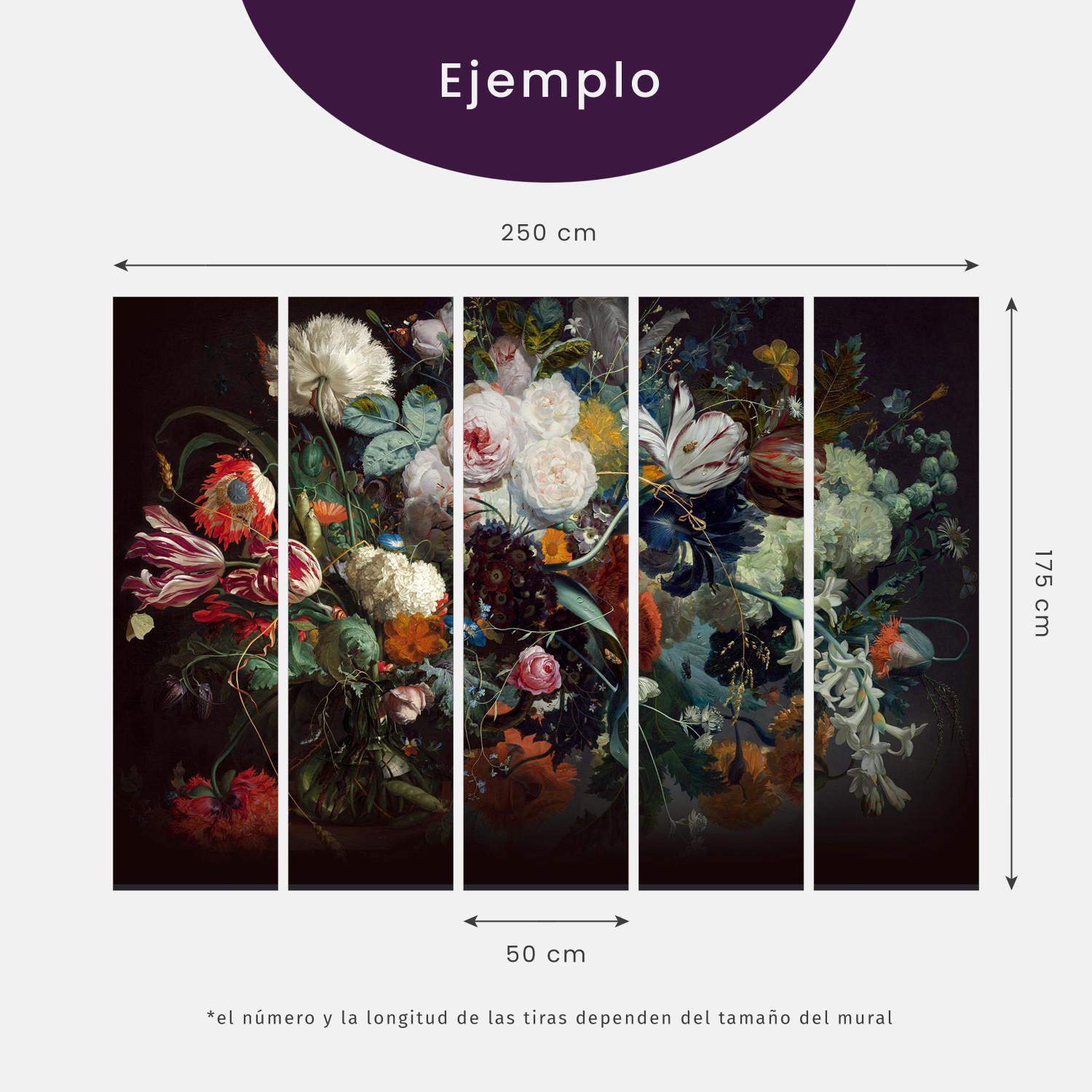 Fotomural a medida Prado florido - Motivo de la naturaleza en estilo retro en tono fresco