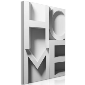 Cuadro Casa 3D - Inscripción tridimensional de casa en blanco, gris y negro
