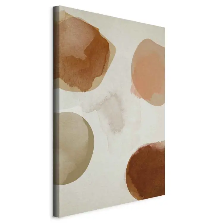 Acuarela - abstracta con manchas ovaladas de color marrón y beige