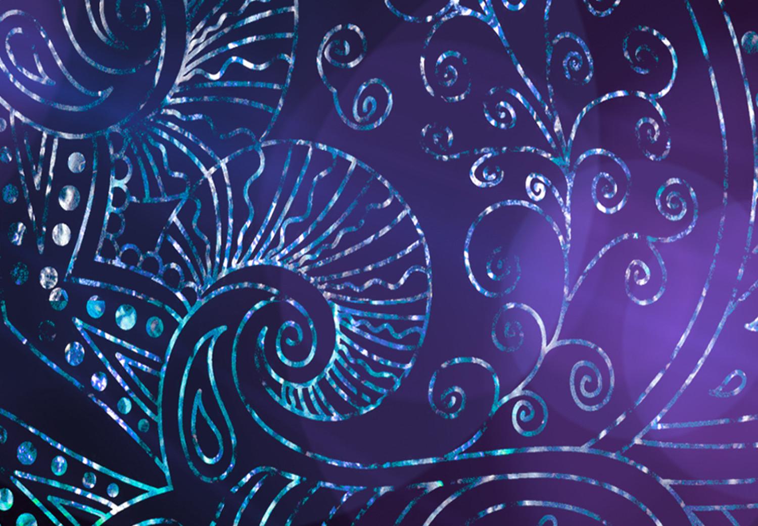 Cuadro Ornamento fluorescente - abstracto con patrón azul y púrpura