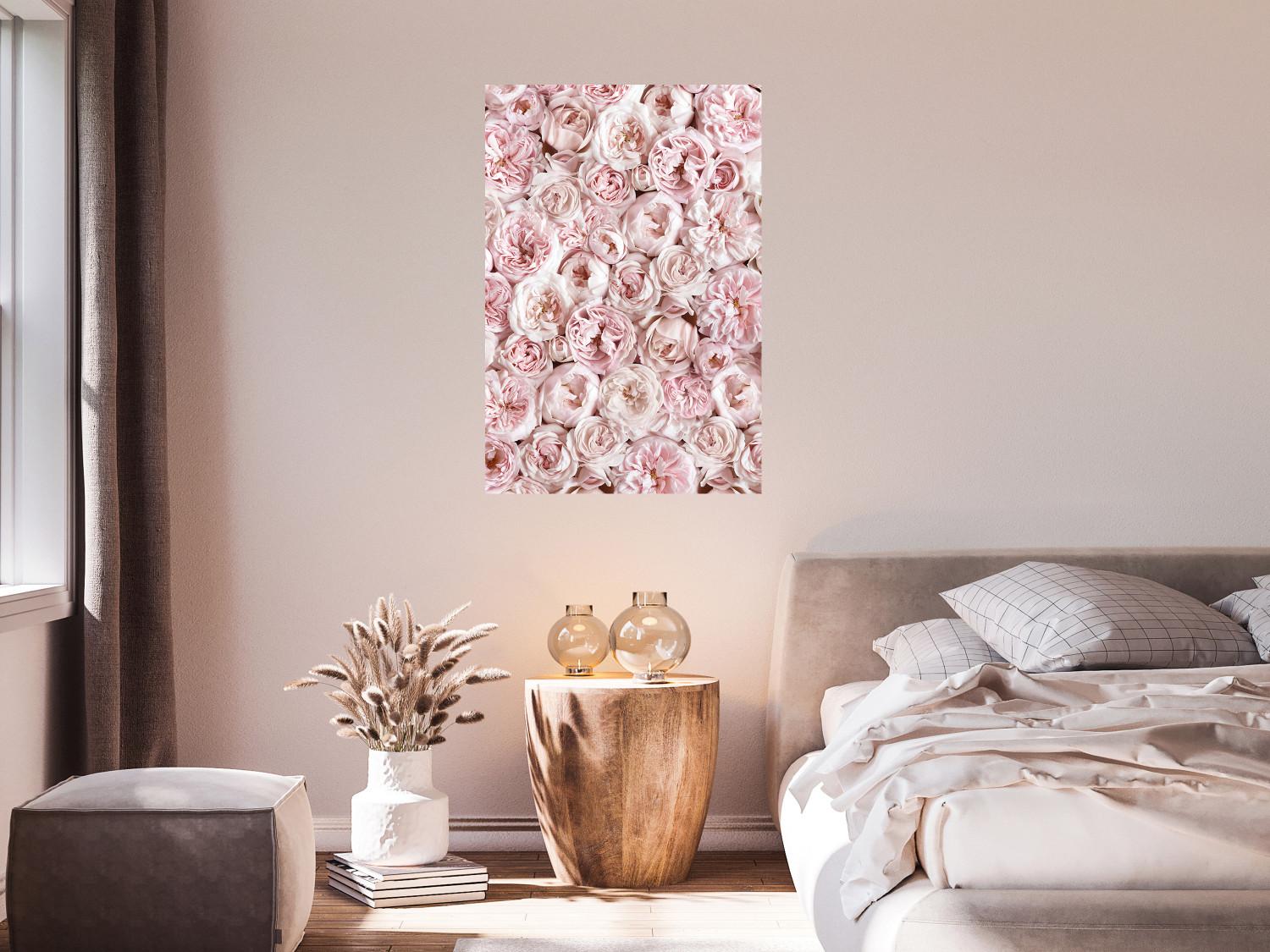 Cartel Flores del jardín - composición de flores rosas en motivo romántico