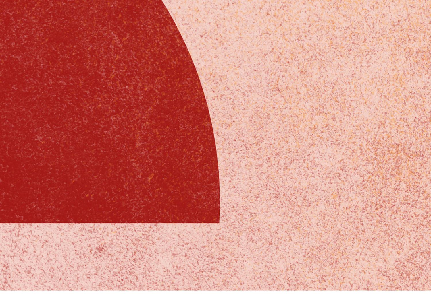 Cuadro decorativo Fuente abstracta y luna - motivo gráfico en colores rojos